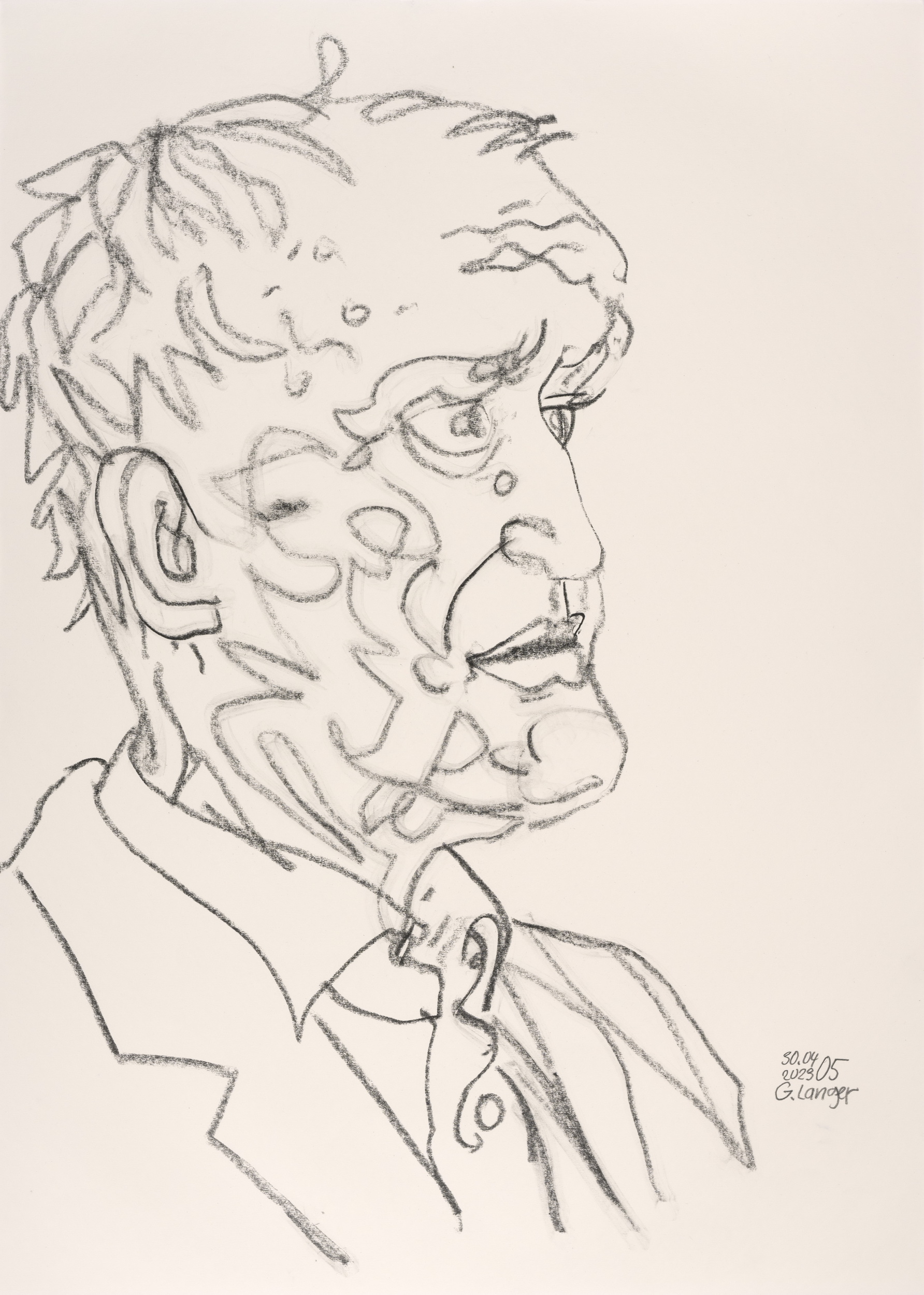 Gunter Langer, 2023, Bleistiftzeichnung, Zeichenpapier, 71 x 51 cm